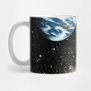 White Wolf Howling at Earth from Moon Mug